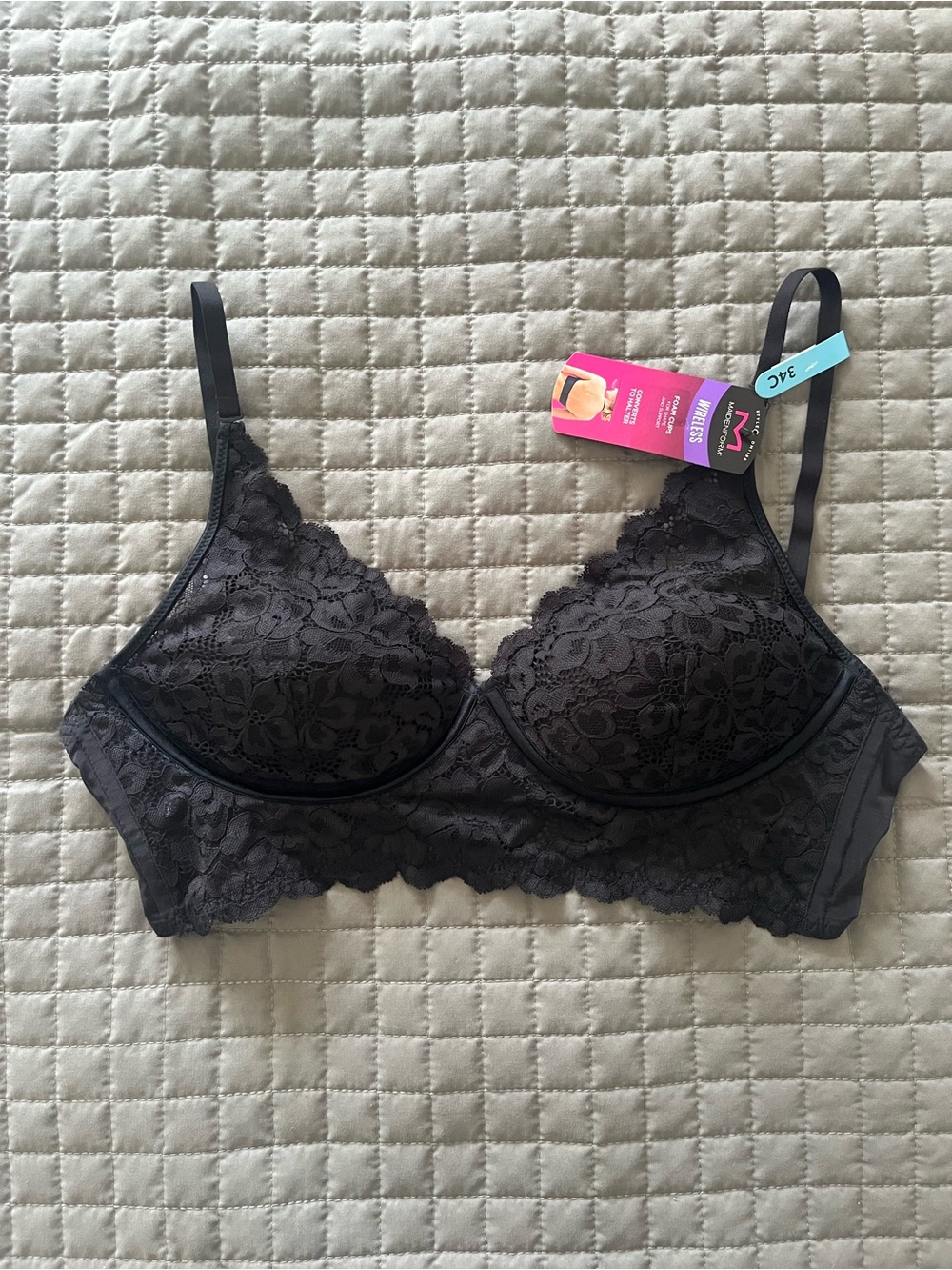 NWT MAIDENFORM Black Lace Underwire Bra | 34C